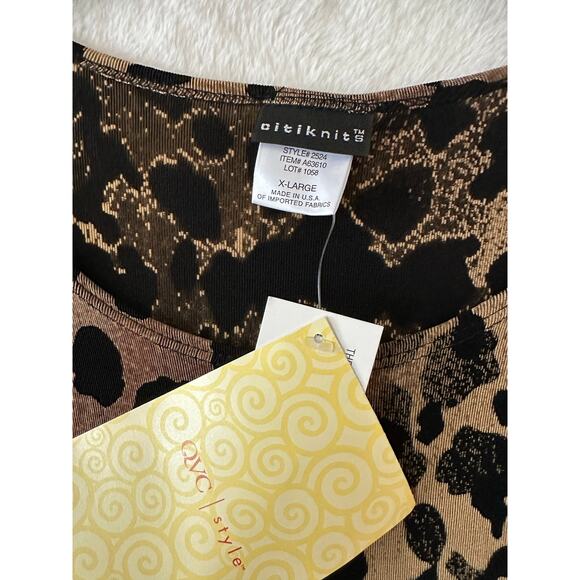 NWT Citiknits Brown Asymmetrical Tunic Top XL Slinky Travelers - Picture 4 of 9